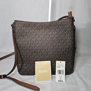 MICHAEL Michael Kors Jet Set Travel Messenger Bag Brown Monogram NWT